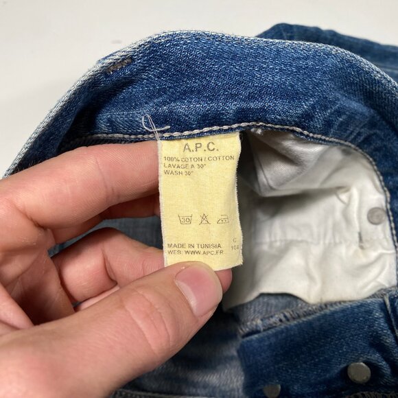A.P.C. Button-Fly Slim Straight Medium Wash Blue Denim Jeans men's size 31x32 - Picture 5 of 10
